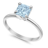 Solitaire Wedding Ring Princess Cut Simulated Cubic Zirconia 925 Sterling Silver