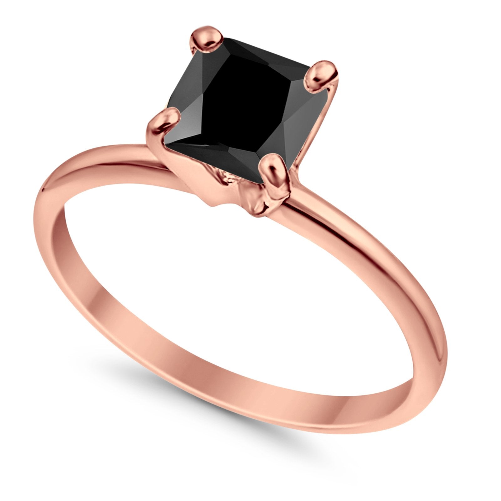 Solitaire Wedding Ring Princess Cut Simulated Cubic Zirconia 925 Sterling Silver