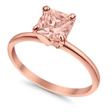Solitaire Wedding Ring Princess Cut Simulated Cubic Zirconia 925 Sterling Silver