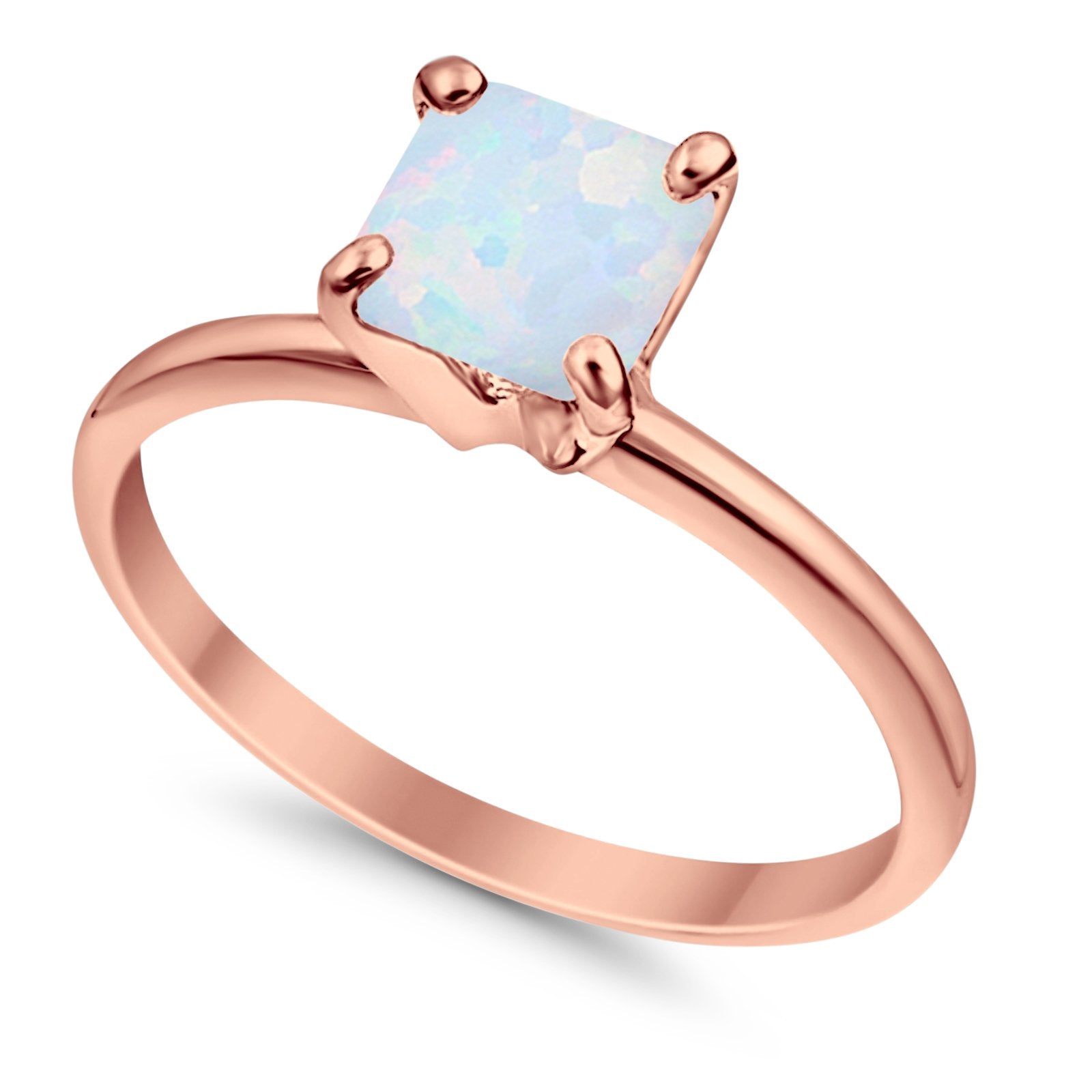Solitaire Wedding Ring Princess Cut Simulated Cubic Zirconia 925 Sterling Silver