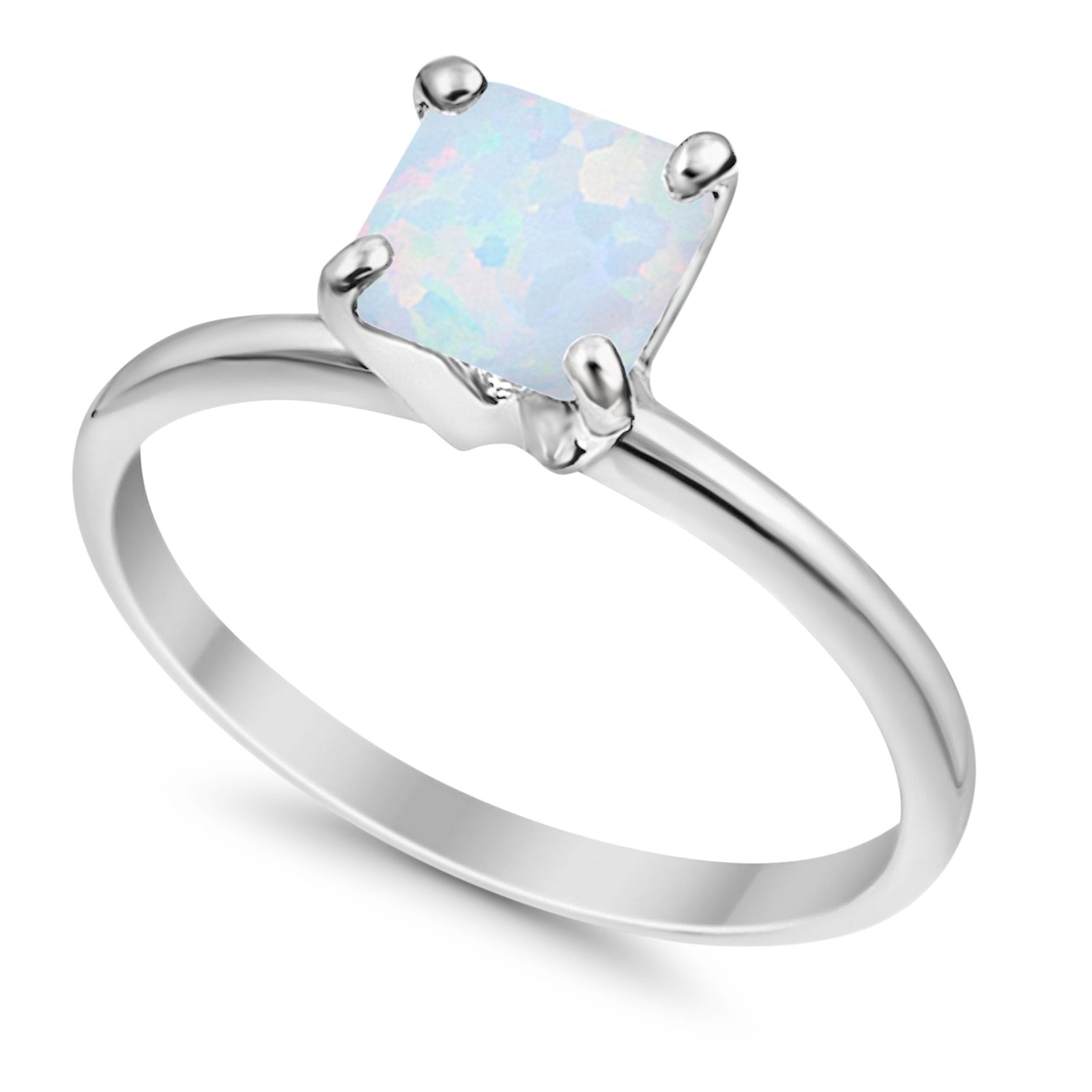 Solitaire Wedding Ring Princess Cut Simulated Cubic Zirconia 925 Sterling Silver