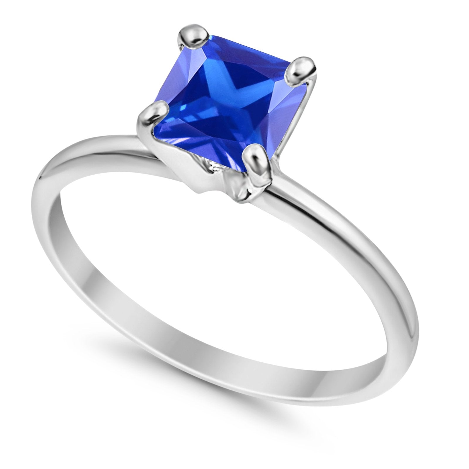 Solitaire Wedding Ring Princess Cut Simulated Cubic Zirconia 925 Sterling Silver