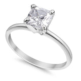 Solitaire Wedding Ring Princess Cut Simulated Cubic Zirconia 925 Sterling Silver