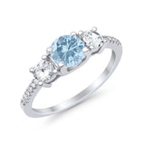 Three Stone Wedding Ring Round Simulated Cubic Zirconia 925 Sterling Silver