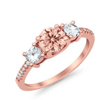 Three Stone Wedding Ring Round Simulated Cubic Zirconia 925 Sterling Silver