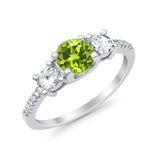 Three Stone Wedding Ring Round Simulated Cubic Zirconia 925 Sterling Silver