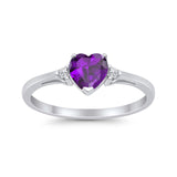 Wedding Heart Promise Ring Simulated Cubic Zirconia 925 Sterling Silver