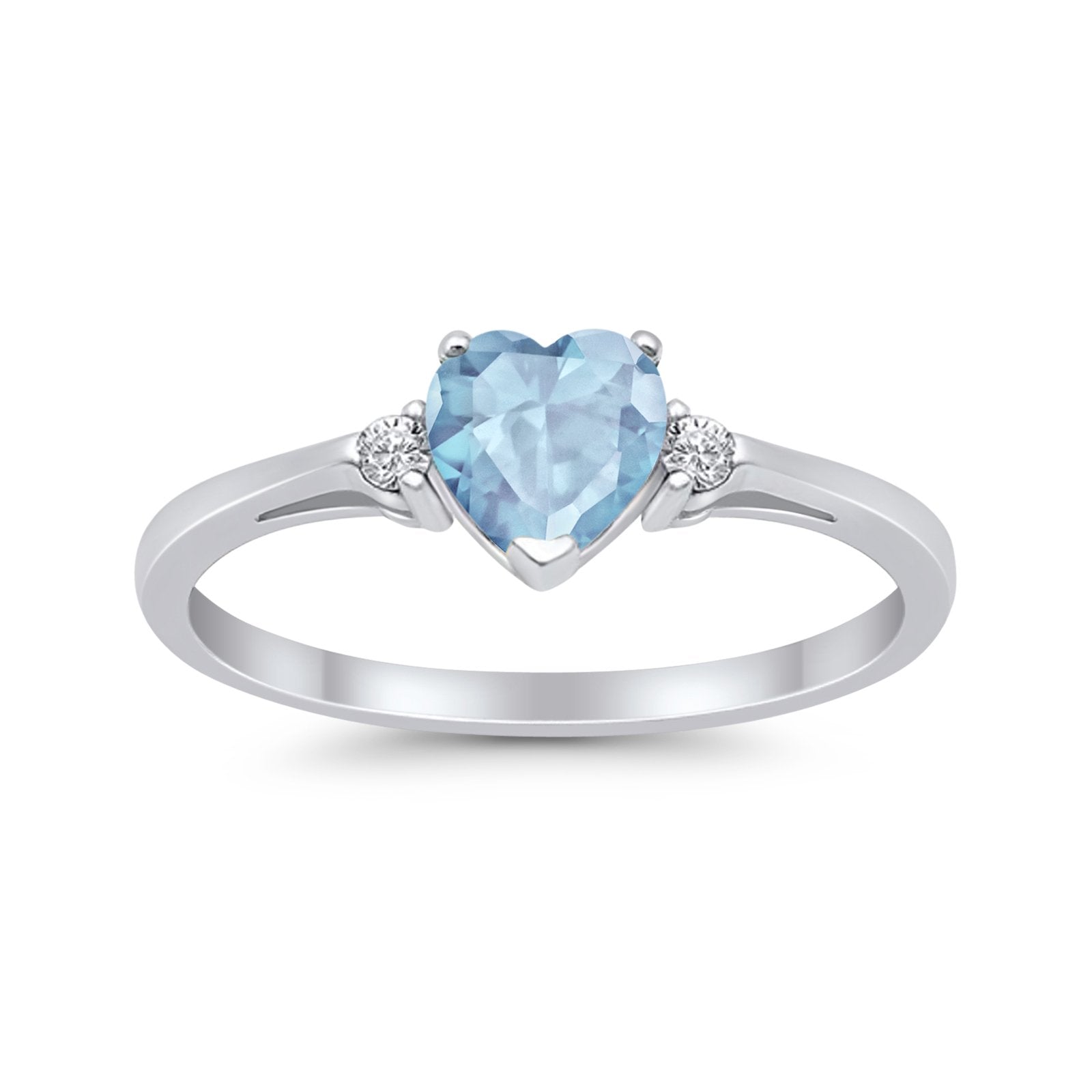 Wedding Heart Promise Ring Simulated Cubic Zirconia 925 Sterling Silver