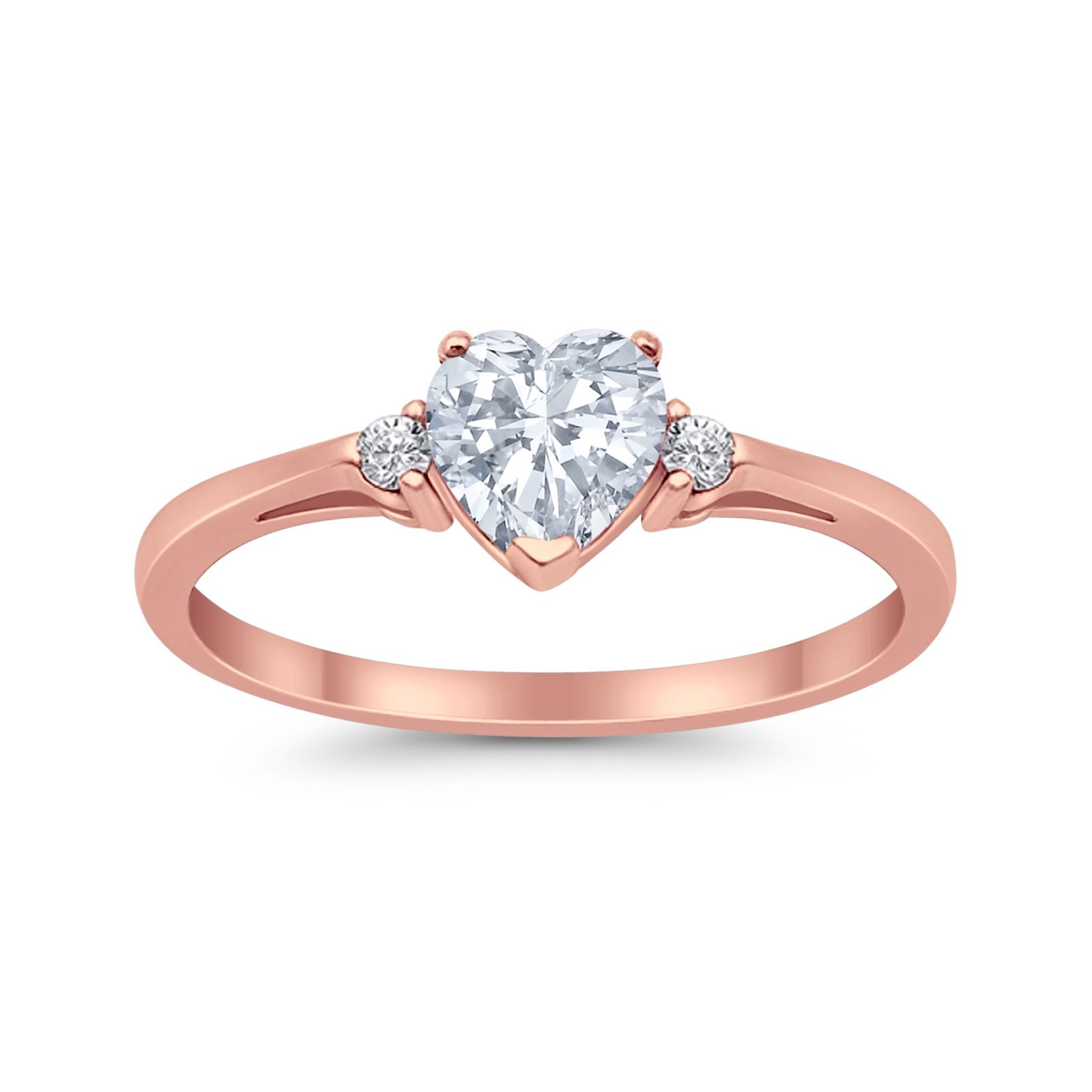 Wedding Heart Promise Ring Simulated Cubic Zirconia 925 Sterling Silver