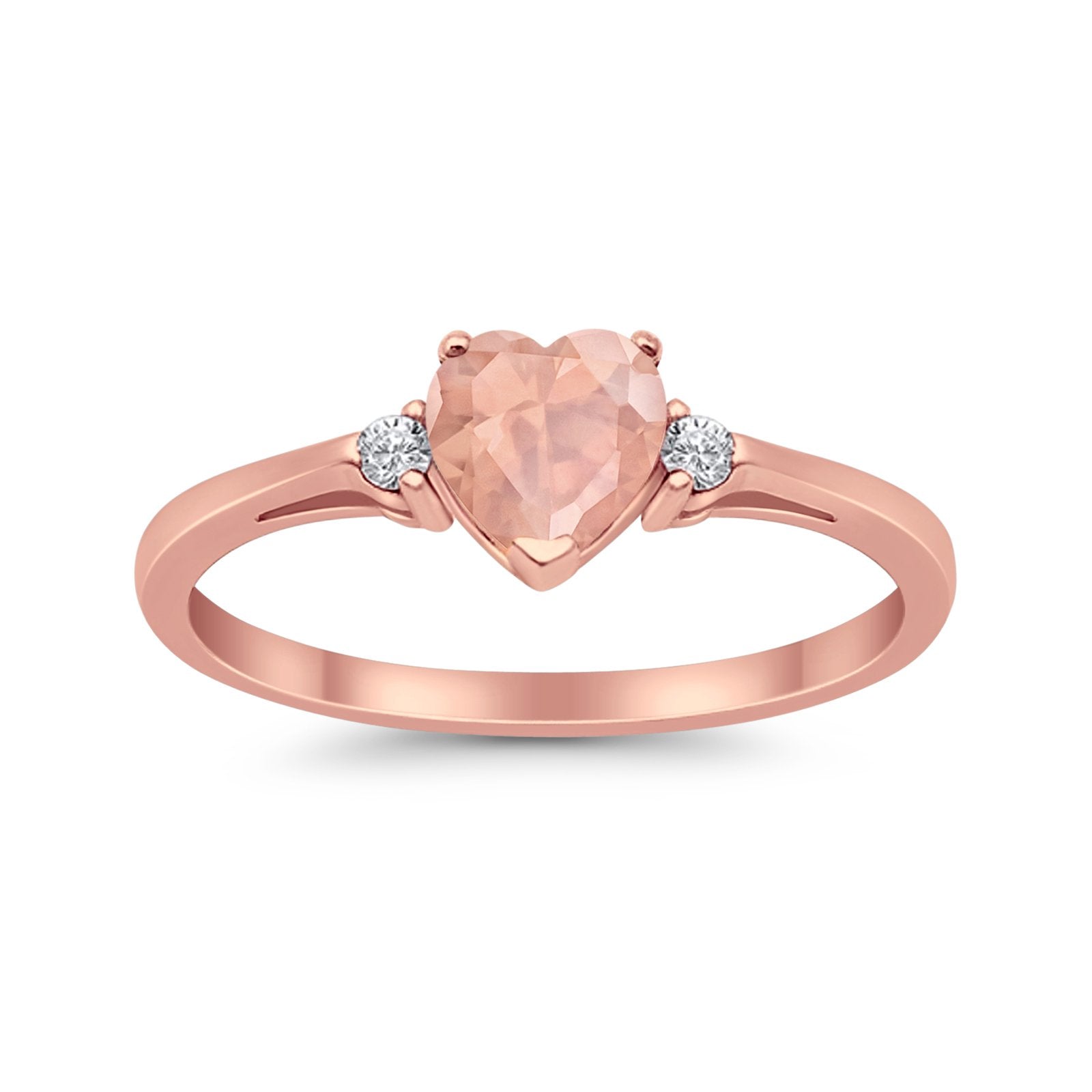 Wedding Heart Promise Ring Simulated Cubic Zirconia 925 Sterling Silver