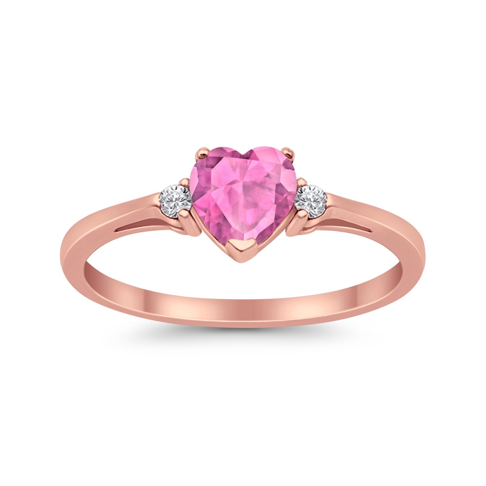 Wedding Heart Promise Ring Simulated Cubic Zirconia 925 Sterling Silver