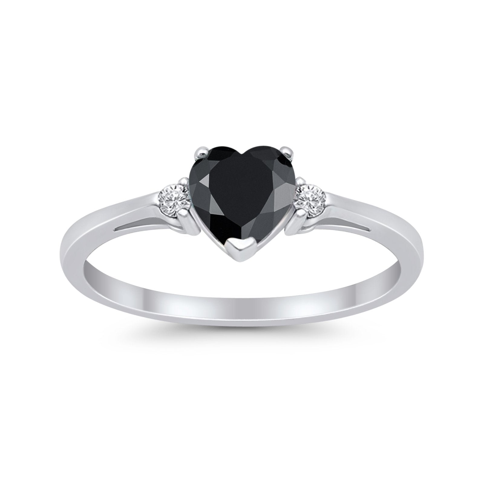 Wedding Heart Promise Ring Simulated Cubic Zirconia 925 Sterling Silver