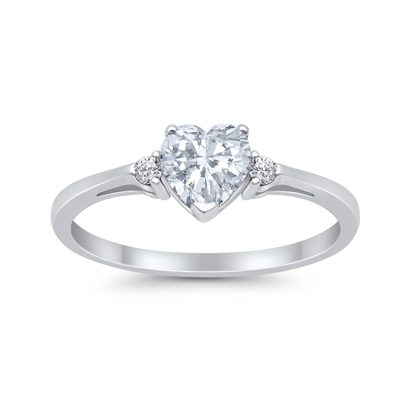 Wedding Heart Promise Ring Simulated Cubic Zirconia 925 Sterling Silver