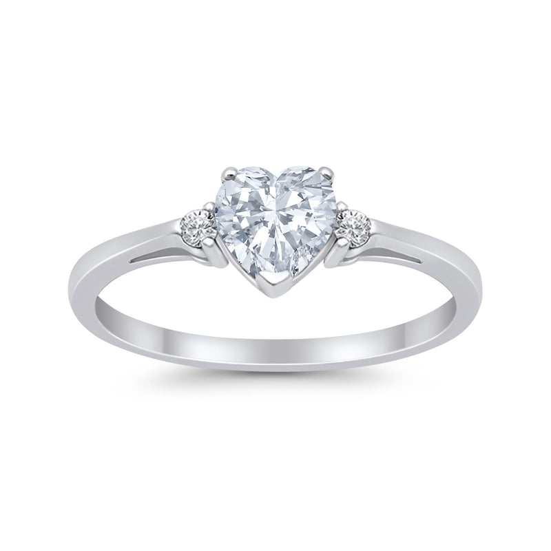 Wedding Heart Promise Ring Simulated Cubic Zirconia 925 Sterling Silver