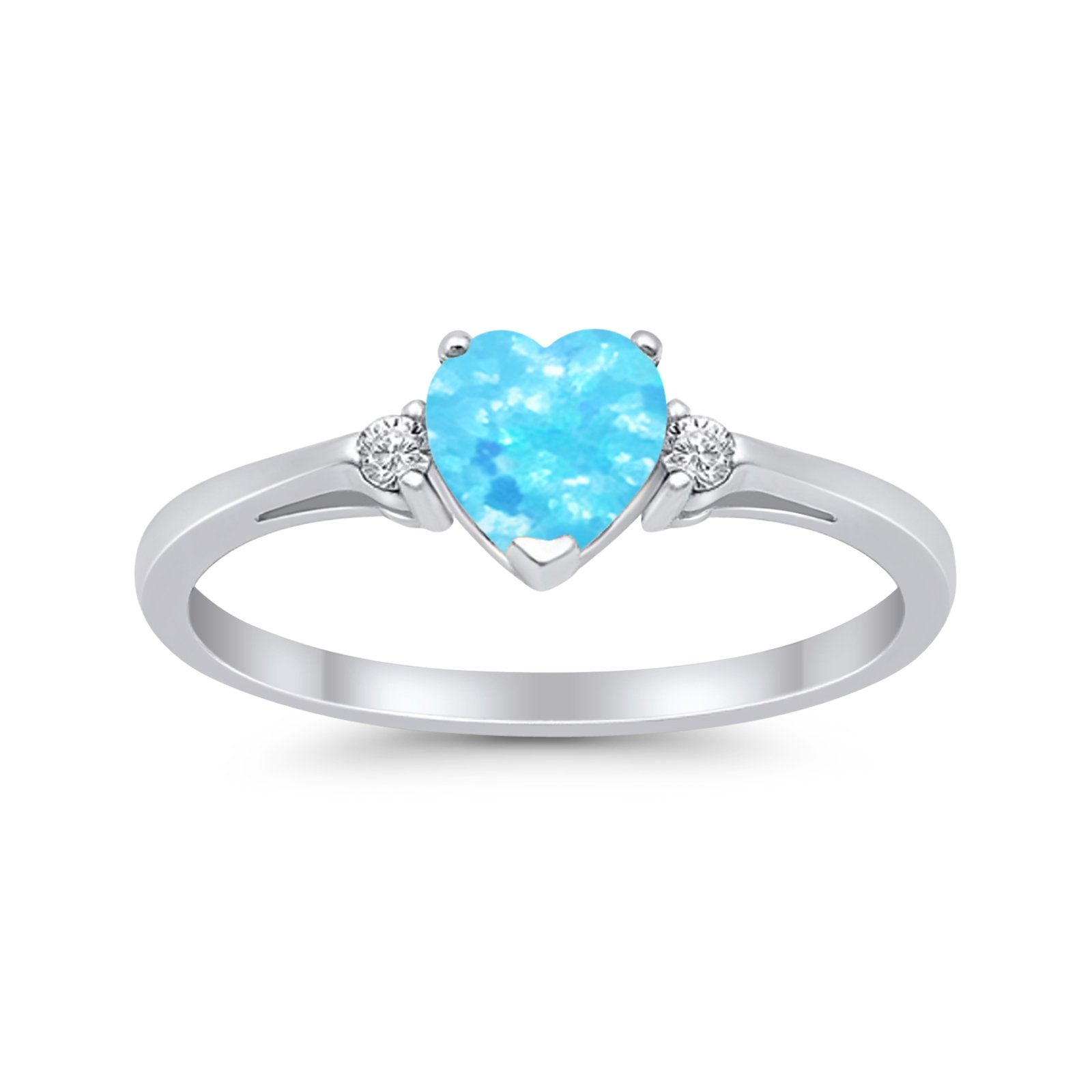 Wedding Heart Promise Ring Simulated Cubic Zirconia 925 Sterling Silver