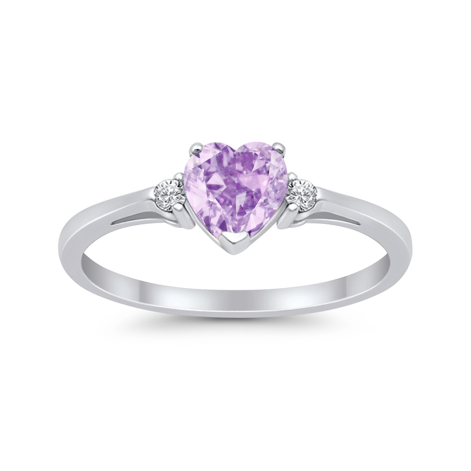 Wedding Heart Promise Ring Simulated Cubic Zirconia 925 Sterling Silver