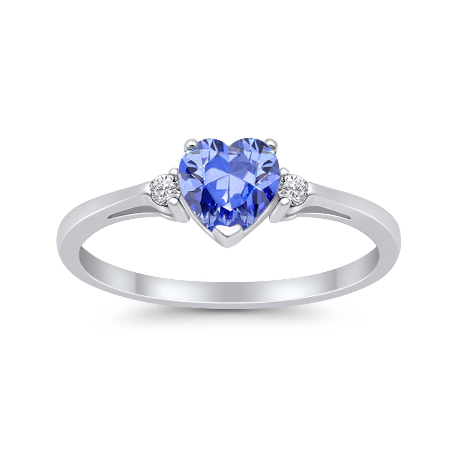 Wedding Heart Promise Ring Simulated Cubic Zirconia 925 Sterling Silver