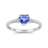 Wedding Heart Promise Ring Simulated Cubic Zirconia 925 Sterling Silver