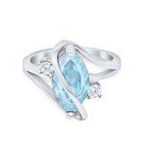 Swirl Fashion Ring Marquise Round Simulated Cubic Zirconia 925 Sterling Silver