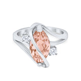 Swirl Fashion Ring Marquise Round Simulated Cubic Zirconia 925 Sterling Silver