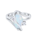 Swirl Fashion Ring Marquise Round Simulated Cubic Zirconia 925 Sterling Silver