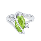 Swirl Fashion Ring Marquise Round Simulated Cubic Zirconia 925 Sterling Silver