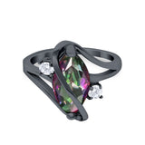 Swirl Fashion Ring Marquise Round Simulated Cubic Zirconia 925 Sterling Silver