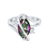 Swirl Fashion Ring Marquise Round Simulated Cubic Zirconia 925 Sterling Silver