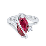 Swirl Fashion Ring Marquise Round Simulated Cubic Zirconia 925 Sterling Silver