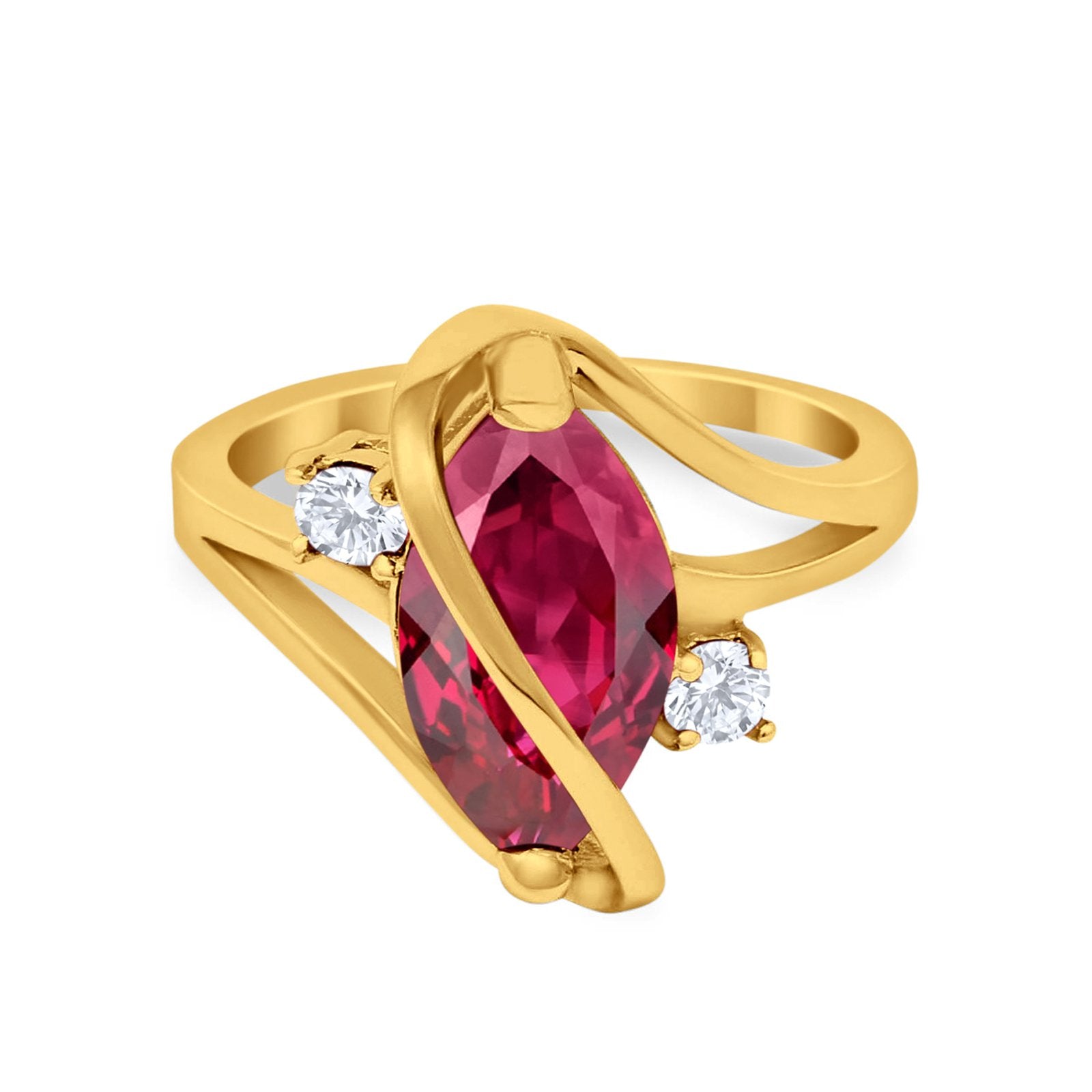 Swirl Fashion Ring Marquise Round Simulated Cubic Zirconia 925 Sterling Silver