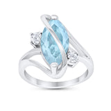 Swirl Fashion Ring Marquise Round Simulated Cubic Zirconia 925 Sterling Silver