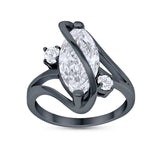 Swirl Fashion Ring Marquise Round Simulated Cubic Zirconia 925 Sterling Silver