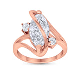 Swirl Fashion Ring Marquise Round Simulated Cubic Zirconia 925 Sterling Silver
