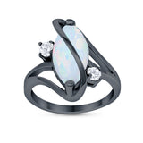 Swirl Fashion Ring Marquise Round Simulated Cubic Zirconia 925 Sterling Silver
