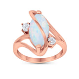 Swirl Fashion Ring Marquise Round Simulated Cubic Zirconia 925 Sterling Silver