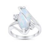 Swirl Fashion Ring Marquise Round Simulated Cubic Zirconia 925 Sterling Silver