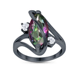 Swirl Fashion Ring Marquise Round Simulated Cubic Zirconia 925 Sterling Silver