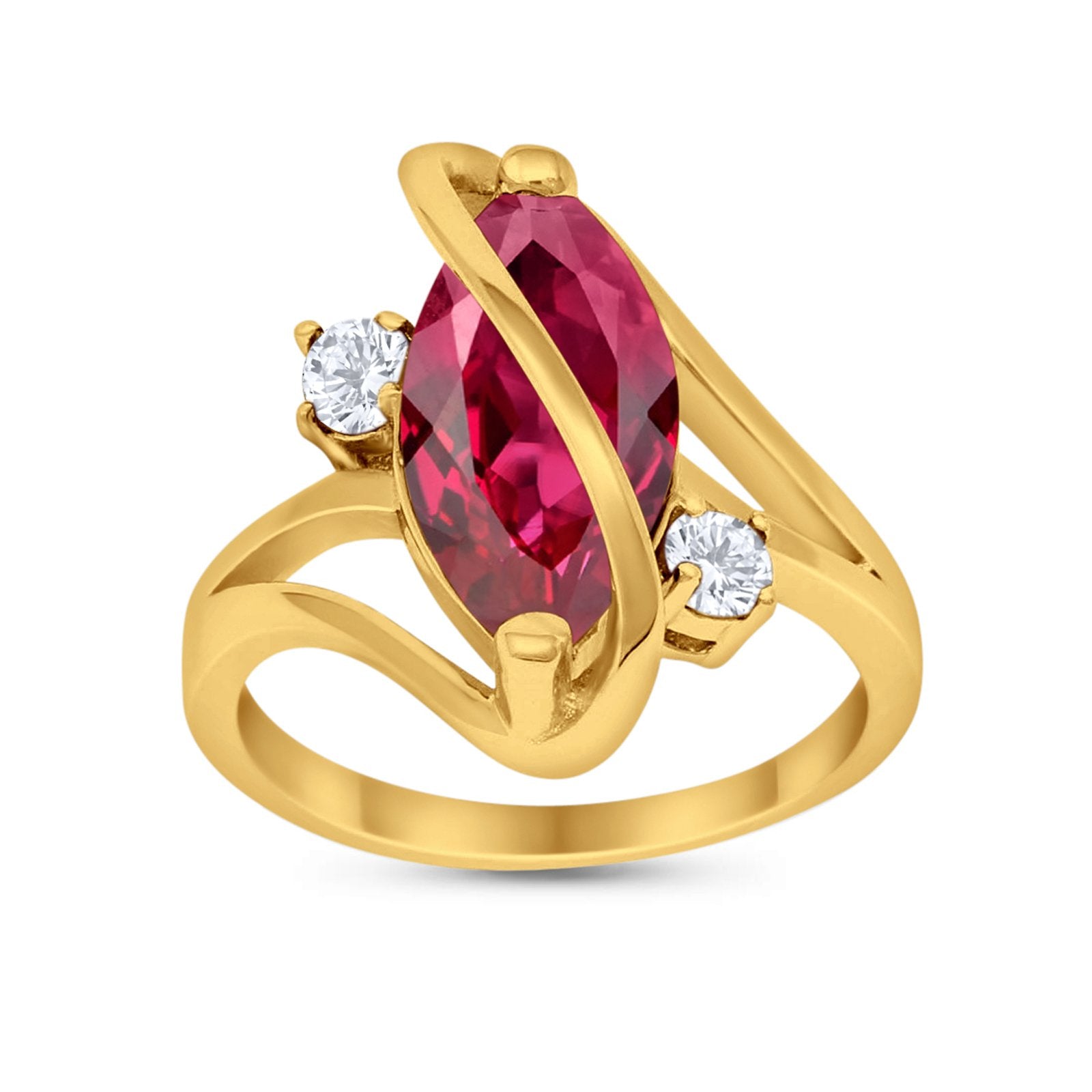 Swirl Fashion Ring Marquise Round Simulated Cubic Zirconia 925 Sterling Silver