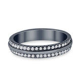 Double Row Full Eternity Round Band Ring Simulated CZ 925 Sterling Silver