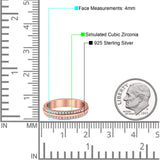 Double Row Full Eternity Round Band Ring Simulated CZ 925 Sterling Silver