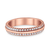 Double Row Full Eternity Round Band Ring Simulated CZ 925 Sterling Silver