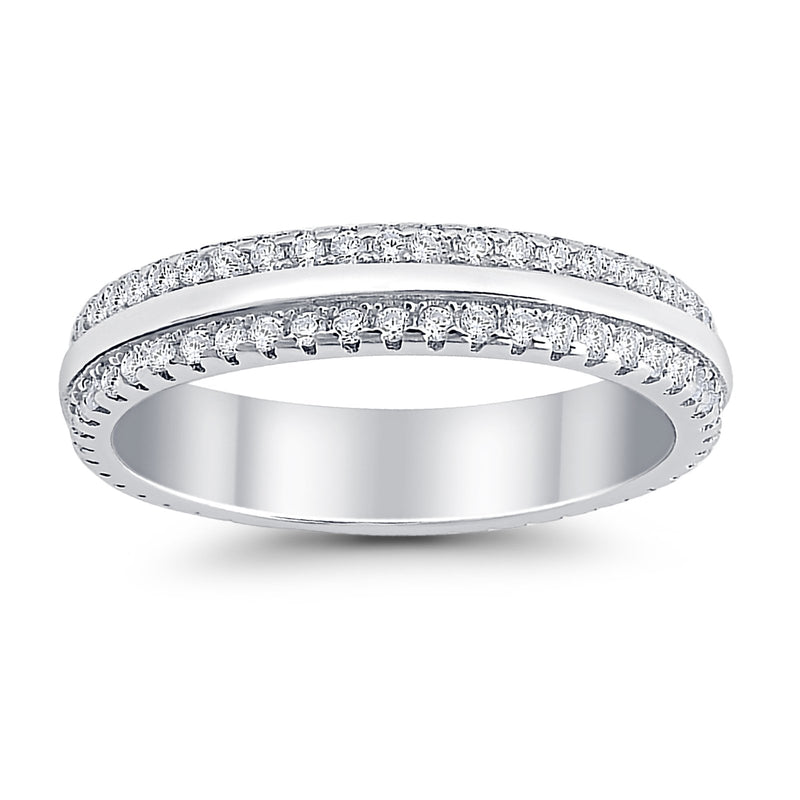 Double Row Full Eternity Round Band Ring Simulated CZ 925 Sterling Silver