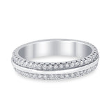 Double Row Full Eternity Round Band Ring Simulated CZ 925 Sterling Silver