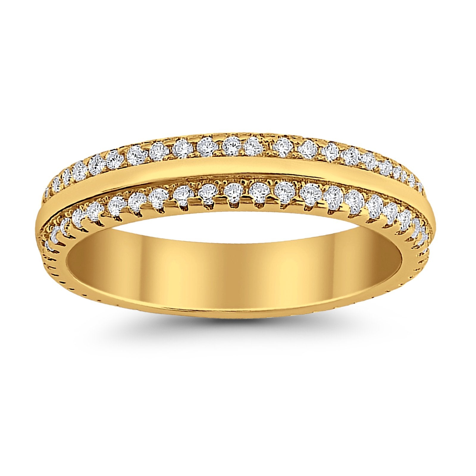 Double Row Full Eternity Round Band Ring Simulated CZ 925 Sterling Silver