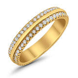 Double Row Full Eternity Round Band Ring Simulated CZ 925 Sterling Silver