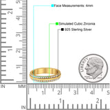 Double Row Full Eternity Round Band Ring Simulated CZ 925 Sterling Silver