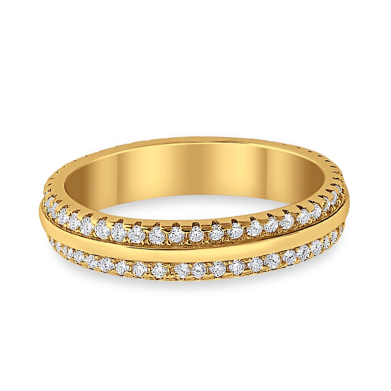 Double Row Full Eternity Round Band Ring Simulated CZ 925 Sterling Silver