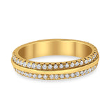 Double Row Full Eternity Round Band Ring Simulated CZ 925 Sterling Silver