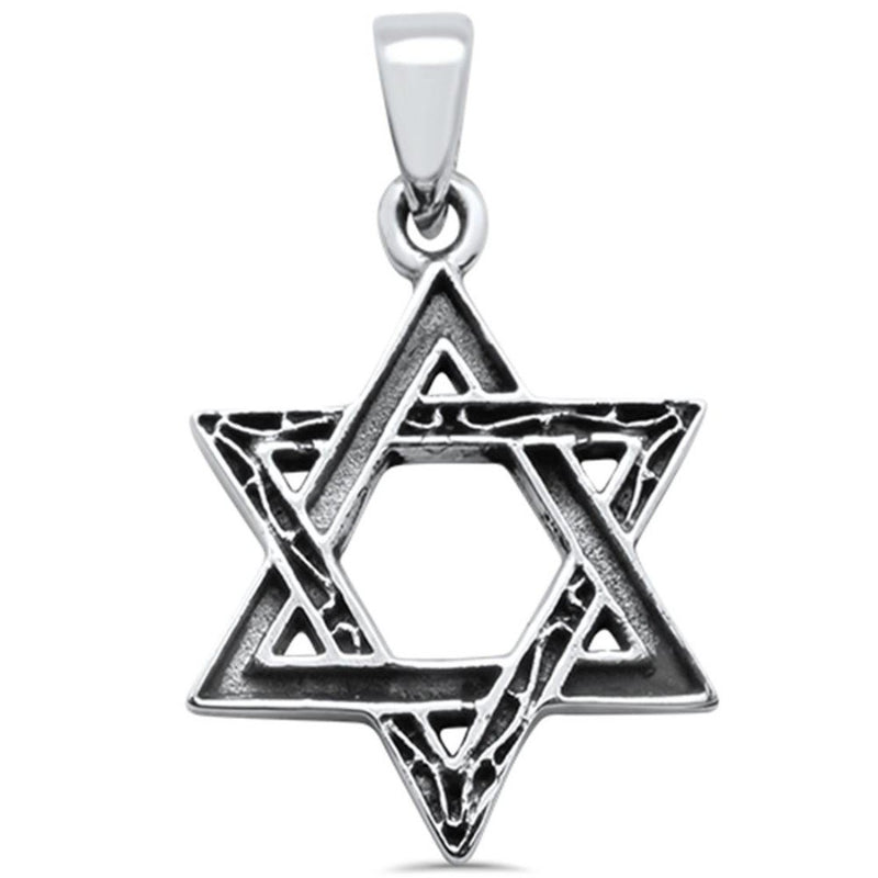 Plain Oxidized Design Star of David Jewish Star Pendant Charm 925 Sterling Silver Choose Color