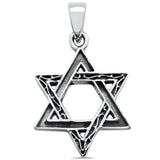 Plain Oxidized Design Star of David Jewish Star Pendant Charm 925 Sterling Silver Choose Color